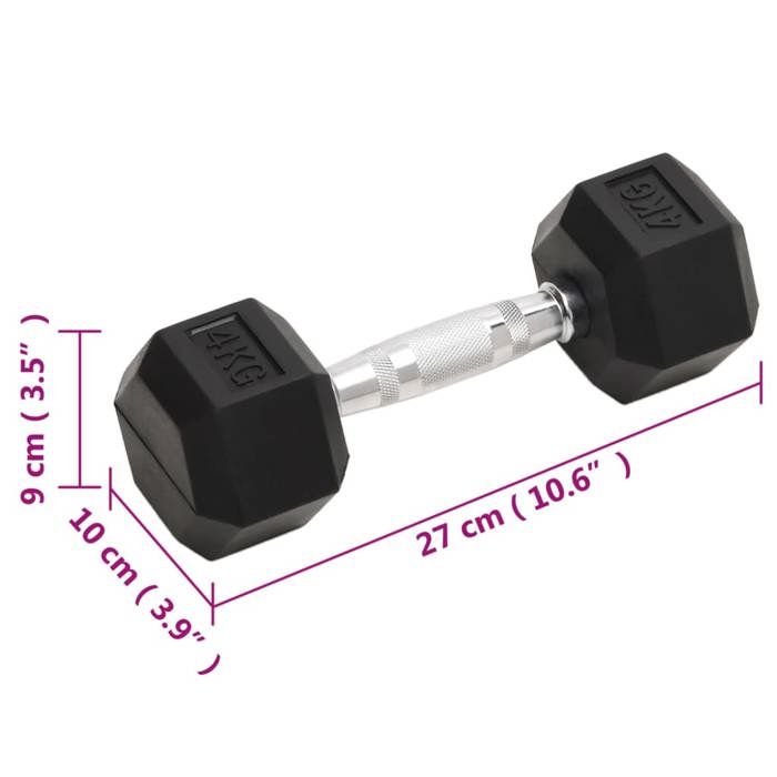 VidaXL Haltères 2 pcs 8 kg Total Fonte, ensemble d'haltères, haltère hexagonal, plaque de poids, barre de poids, poids libre 93600