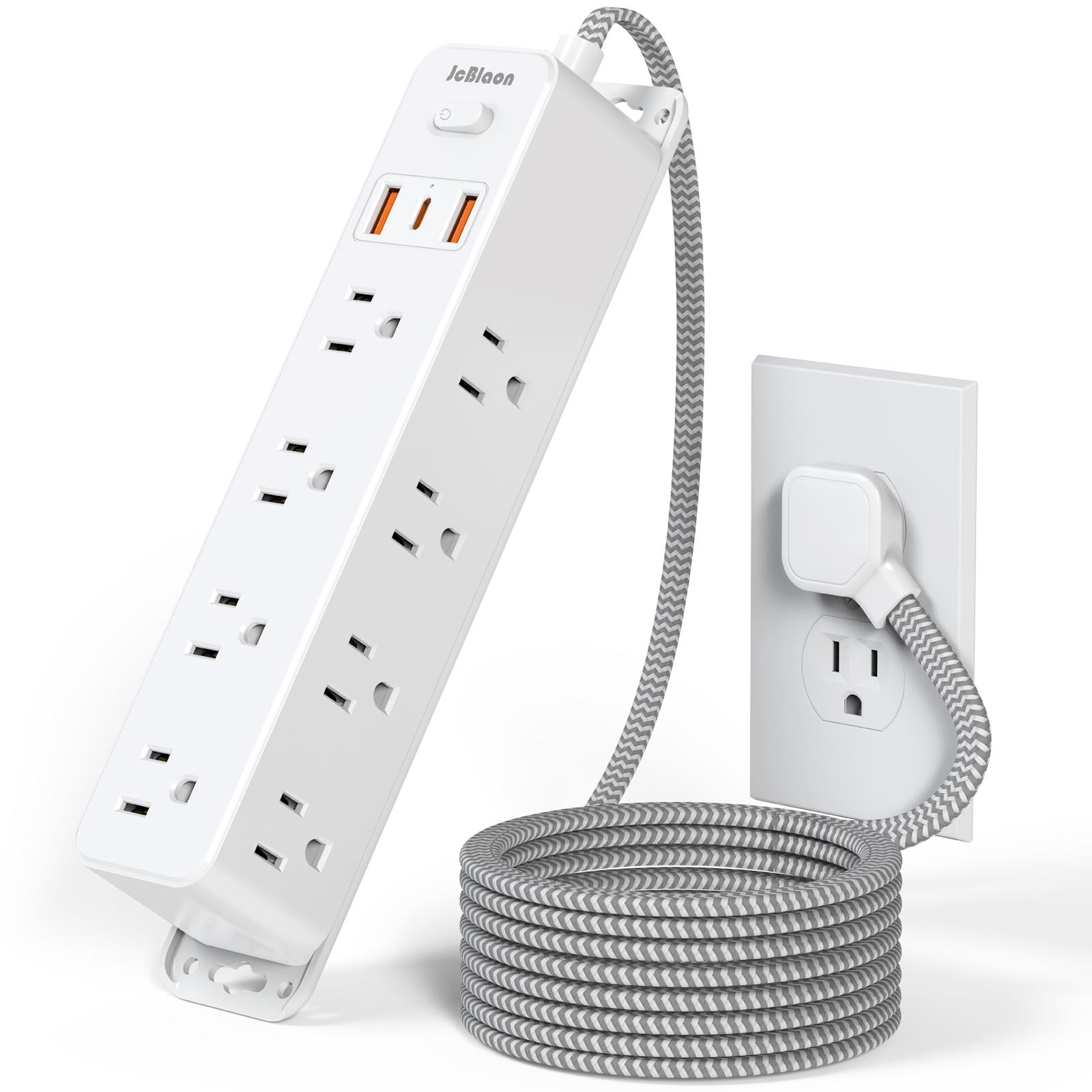 

15-В-1 Багатофункціональна інтелектуальна розетка Штепсельна вилка США Електрична настінна настільна розетка Мережеві фільтри AC USB Type-C Зарядний пристрій Адаптер 110-250V&12 білий