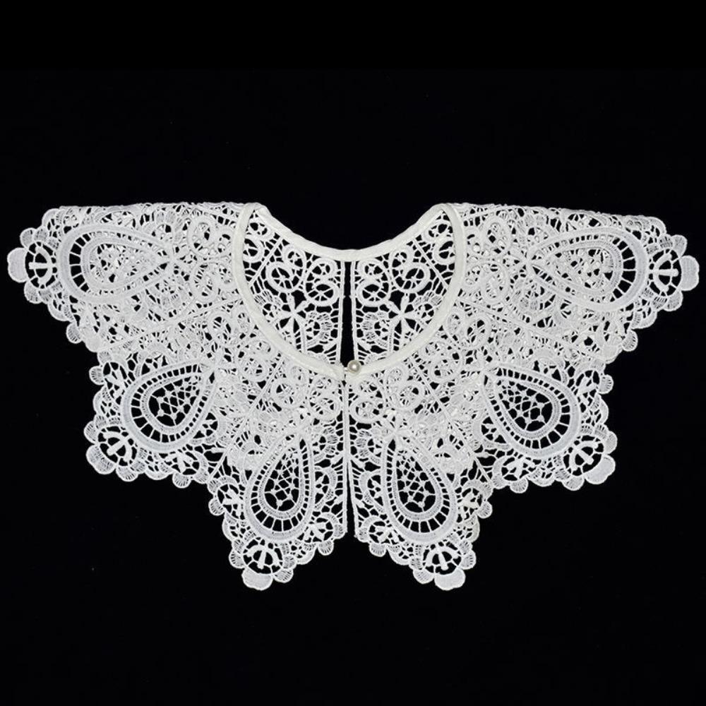 

Fashion Collar Lace Fake Collar Detachable Hollow Design Shawl Decoration White Knitted Decoration Shawl Women Fashion Accessory білий