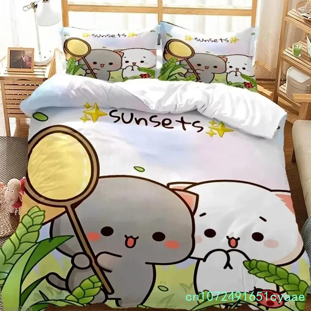 Cute Bubu Dudu Cartoon Bear Panda Bedding Set 3D Printed Suitable For Bedroom Duvet Cover Set With Pillowcases Kids Home Textile