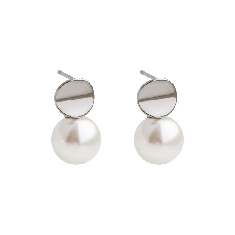 

Madama s Silver Needle Earrings Metal Black Gray Black Agate Earrings Versatile Commuter Temperament Earrings Women
