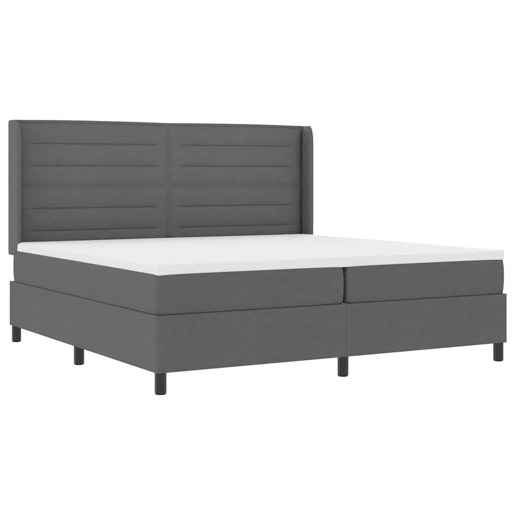 LED Box Spring Bed with Mattress Dark Gray 200 x 200 cm Fabric