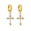 Cross Zircon Stud Earrings Hip Hop Fashion Men Ear Cuff Jewelry