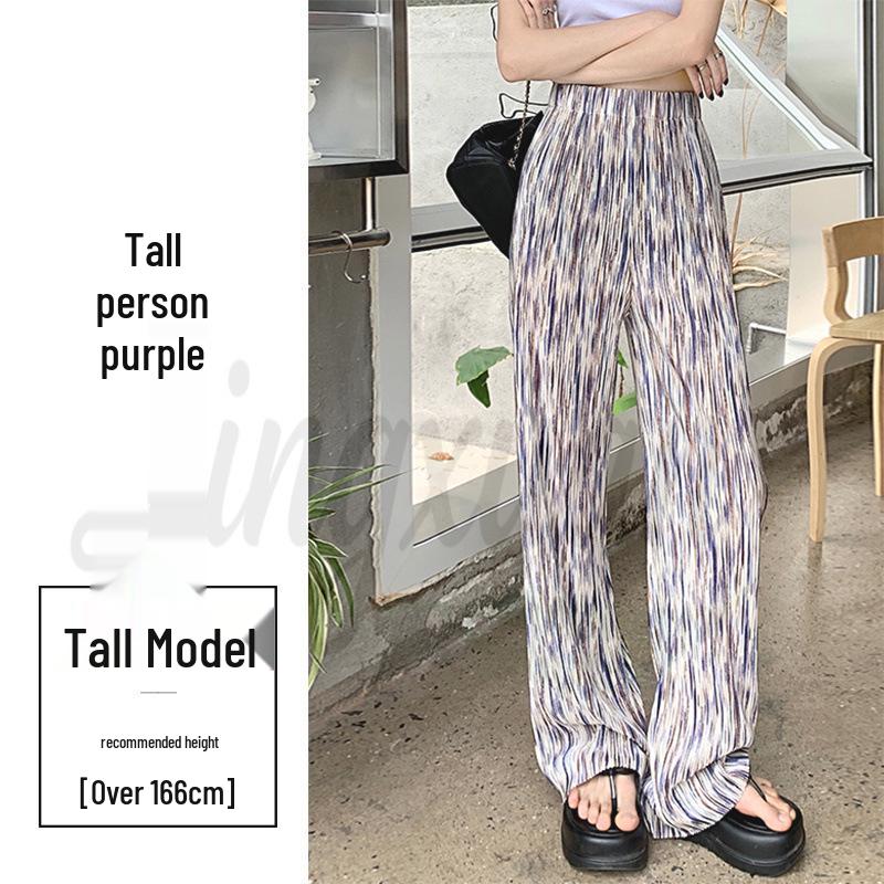 

Women s High-Waisted Tie-Dye Ice Silk Wide-Leg Pants - Slimming, Loose, Casual Summer Wear S