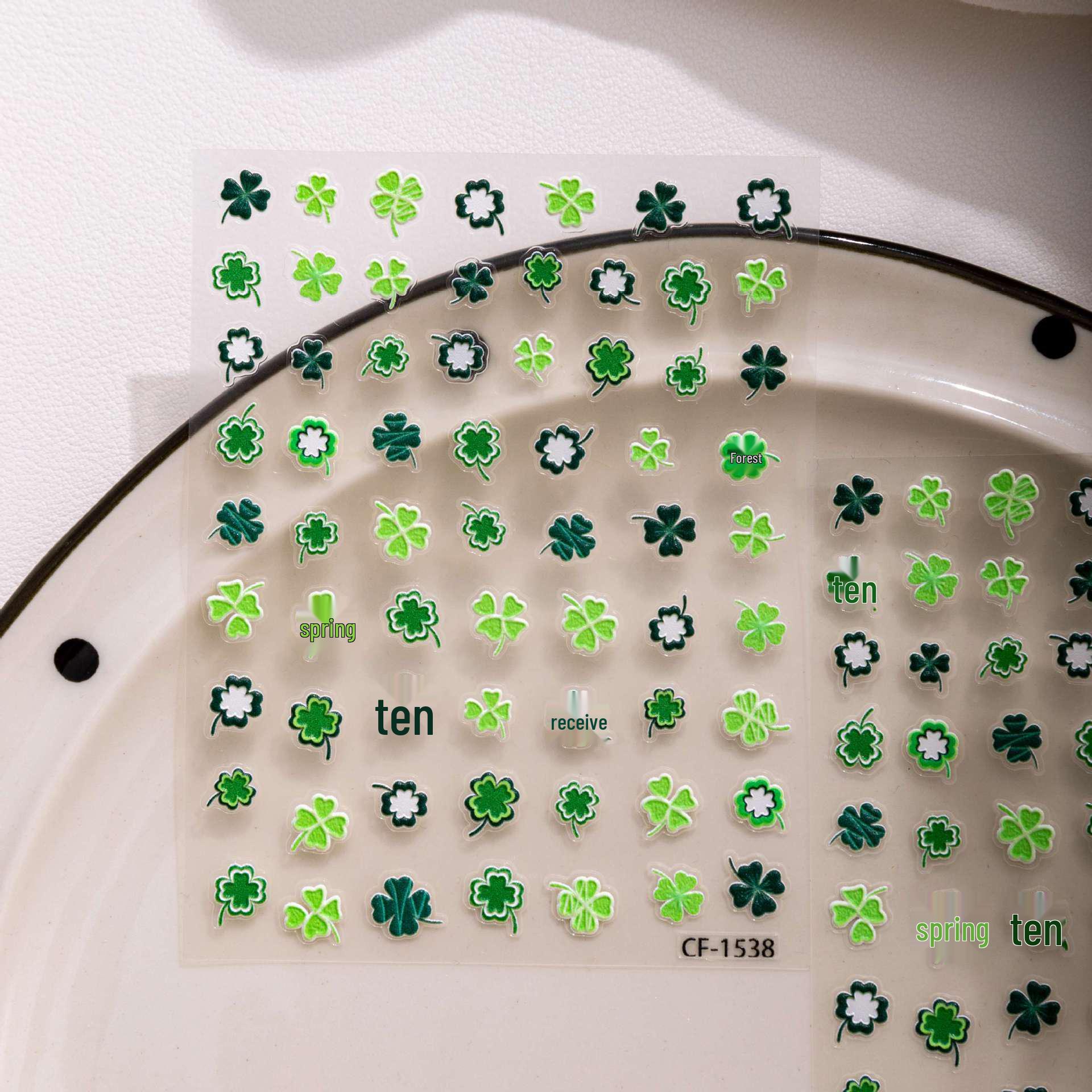 Cyansea Four-Leaf Clover Embossed Nail Art & Decorative Stickers for DIY Crafts CF-1538