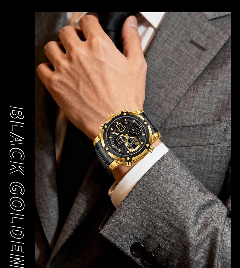 SANDA Men's Multi-Time Zone Steel Band Watch - Luminous, Waterproof, Alarm & Stopwatch Features