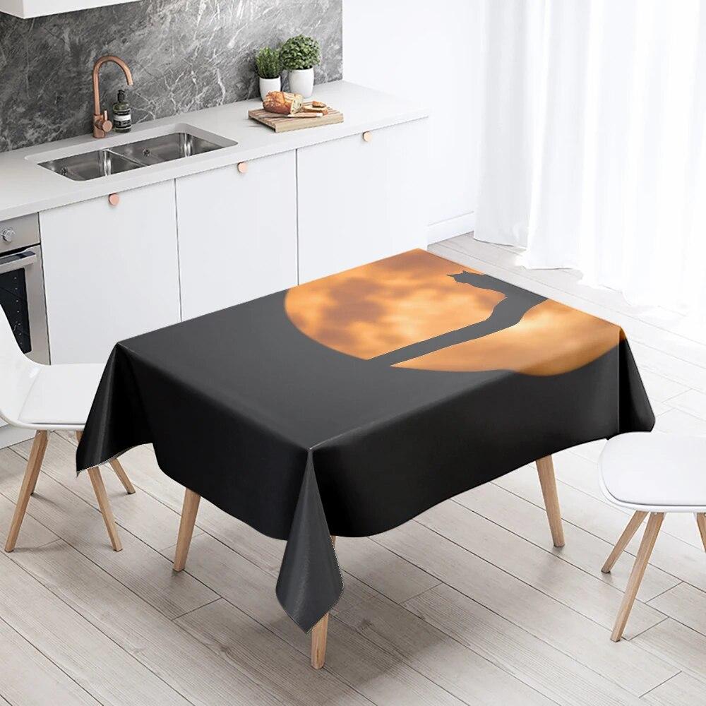 Sleeping Cat Tablecloth Cute Kitten  Anti-fouling and Waterproof Rectangular Kitchen Dining Table Home Decoration