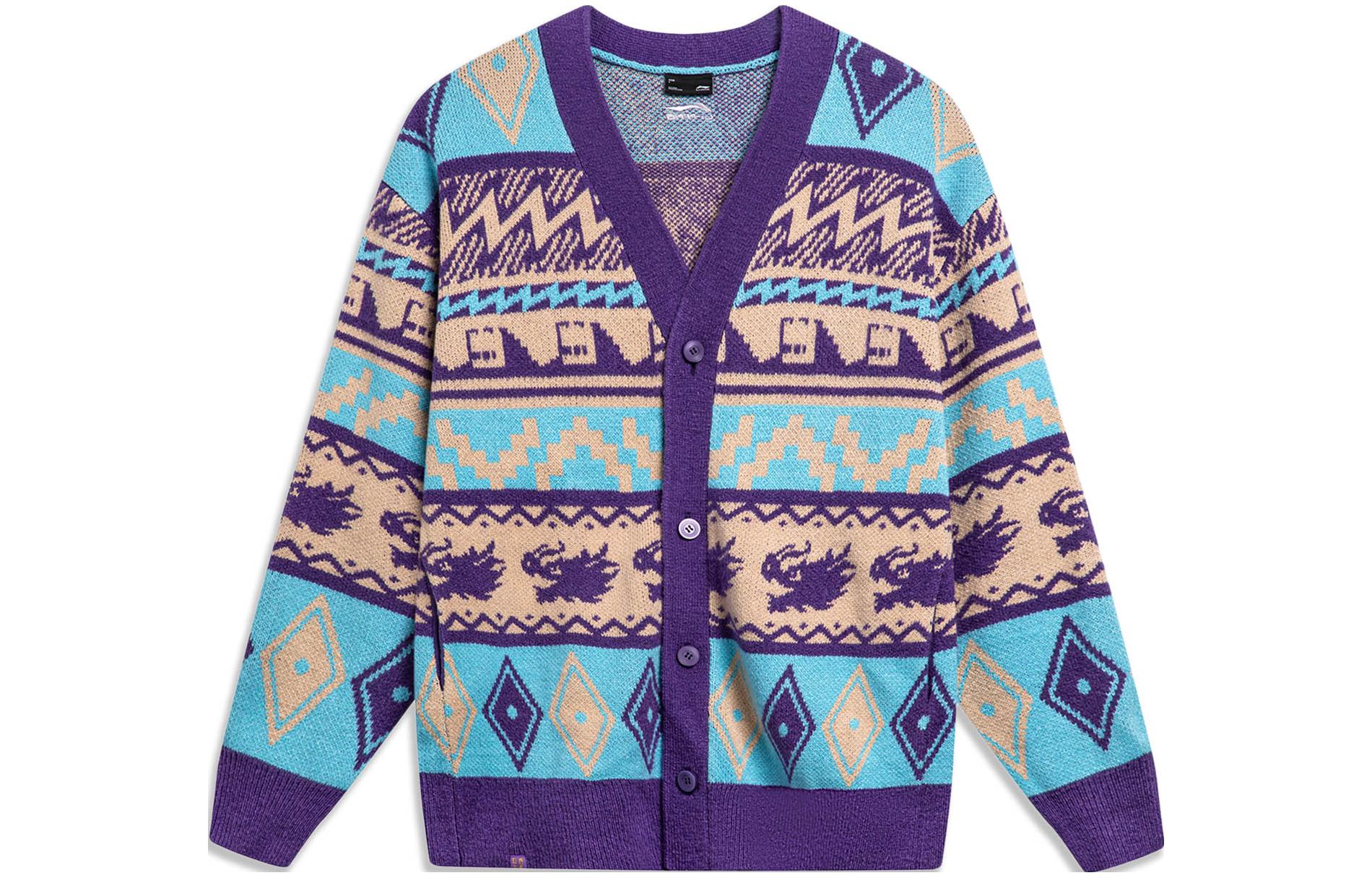 Li Ning Rijin Doujin Collection Knitwear Men s Ultraviolet AMBU021-3 XL