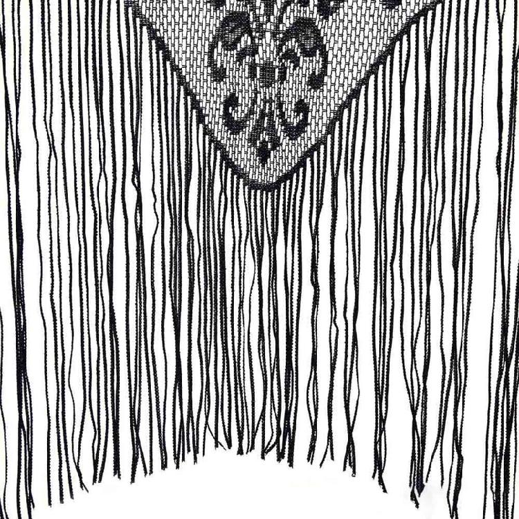 Halloween Black Lace Curtains Tassel Valance Skull Bat Tulle Topper Shawl