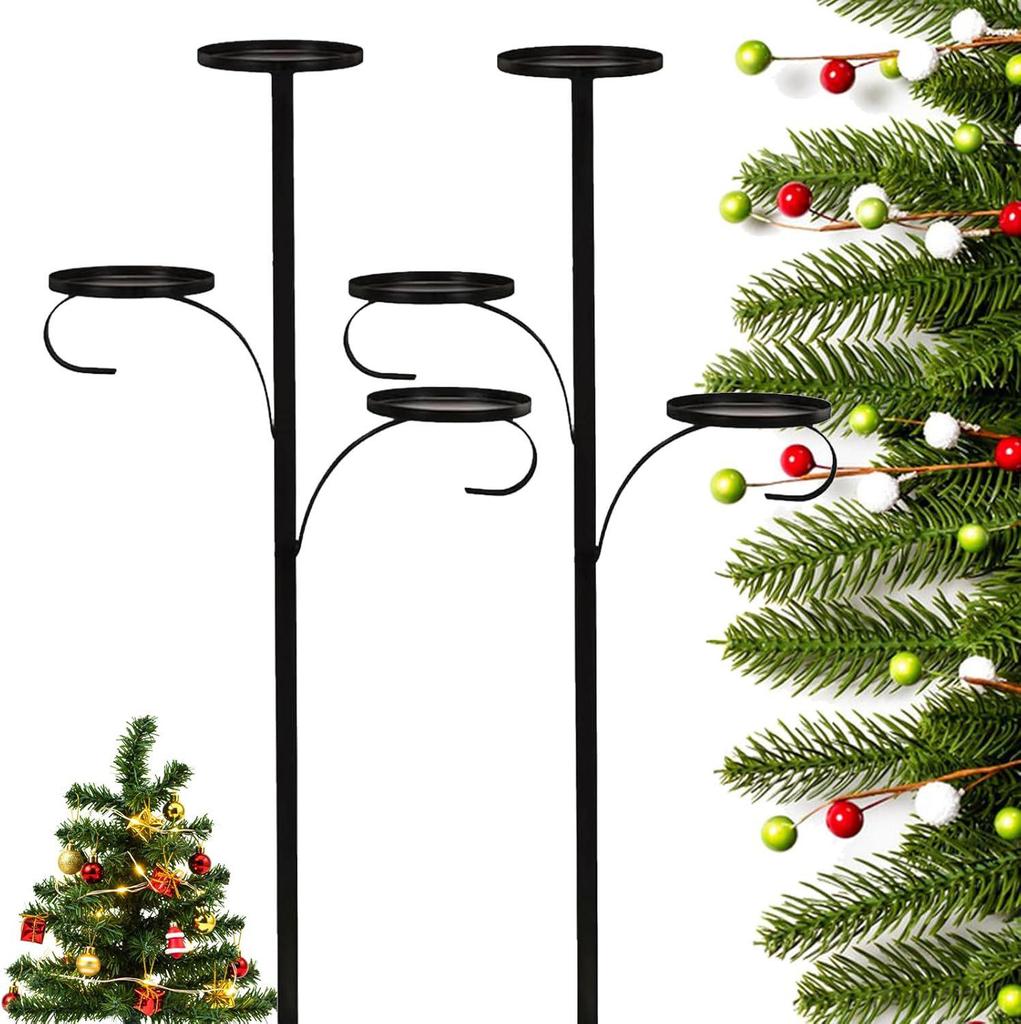 Black Triple Tree Topper Candelabra - Christmas Tree Decoration