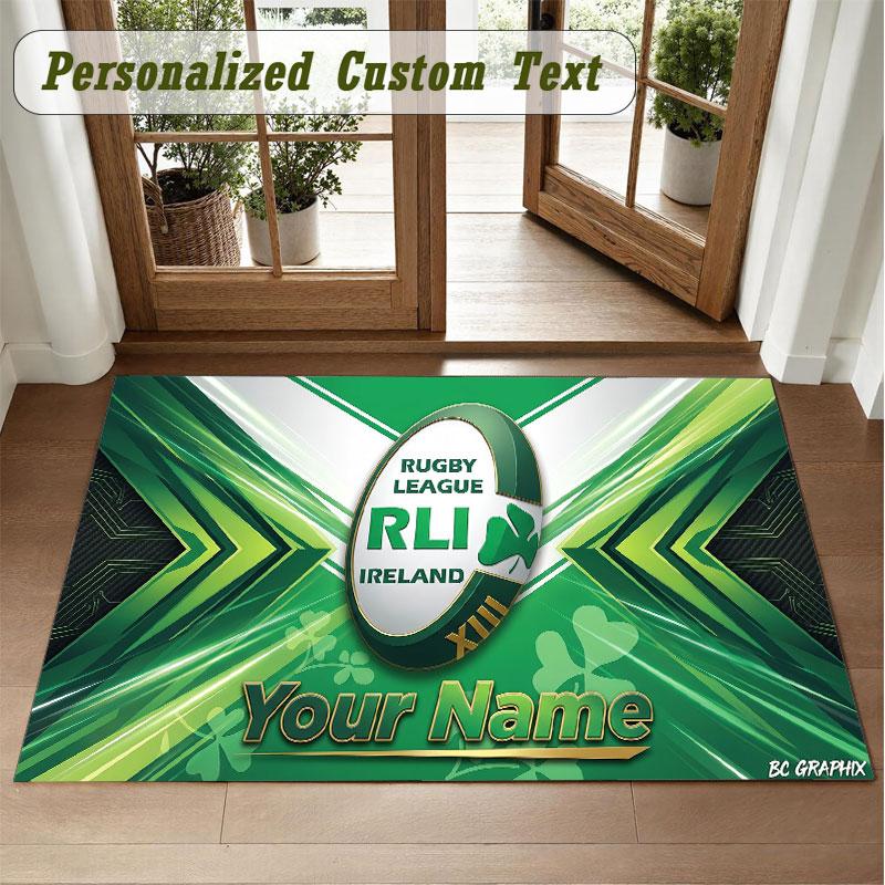 Crystal Velvet Square Rug Custom NameIreland Rugby Pattern Non Slip Home Floor Decor Rug