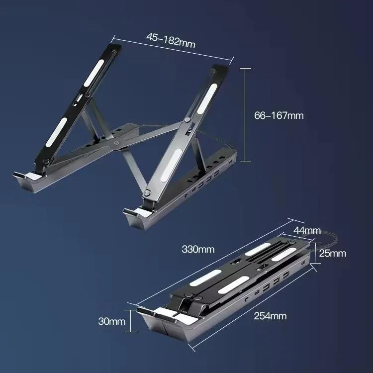 Stojak na laptopa USB C Stacja dokująca Przenośny wspornik Składany Regulowany Uchwyt na komputer PC Tablet Stojak Uchwyt odprowadzający ciepło