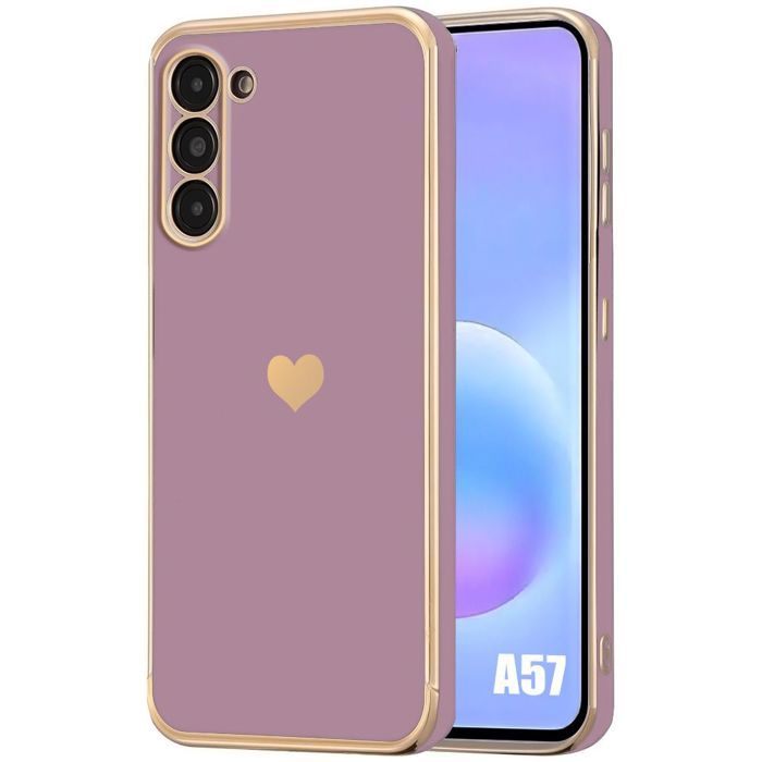 Coque pour Samsung Galaxy A57 5G, Silicone avec Motif Cœur Protection Antichoc Souple Slim Violet