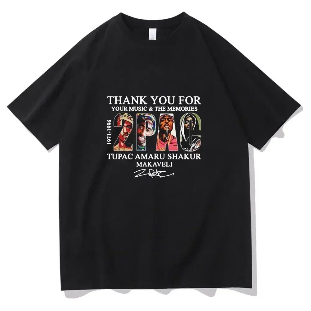 Vintage Y2k Tops Fashion Tshirt Rapper Tupac Tops Hip Hop Streetwear Print T Shirt Women Harajuku Casual Loose Tees Unisex