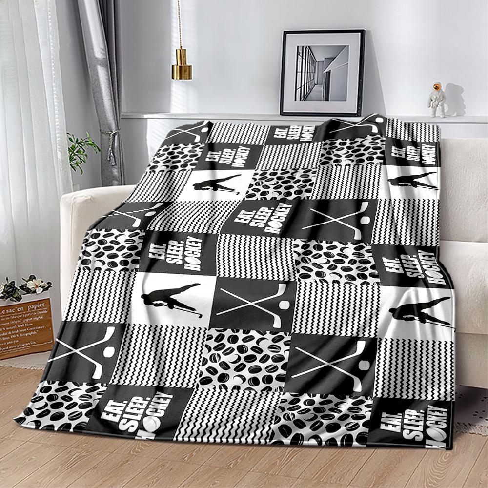 Hockey Blanket Soft & Cozy Great for Office Sofa Chair for All Seasons Playful Design Gift for Travel Home Birthdays