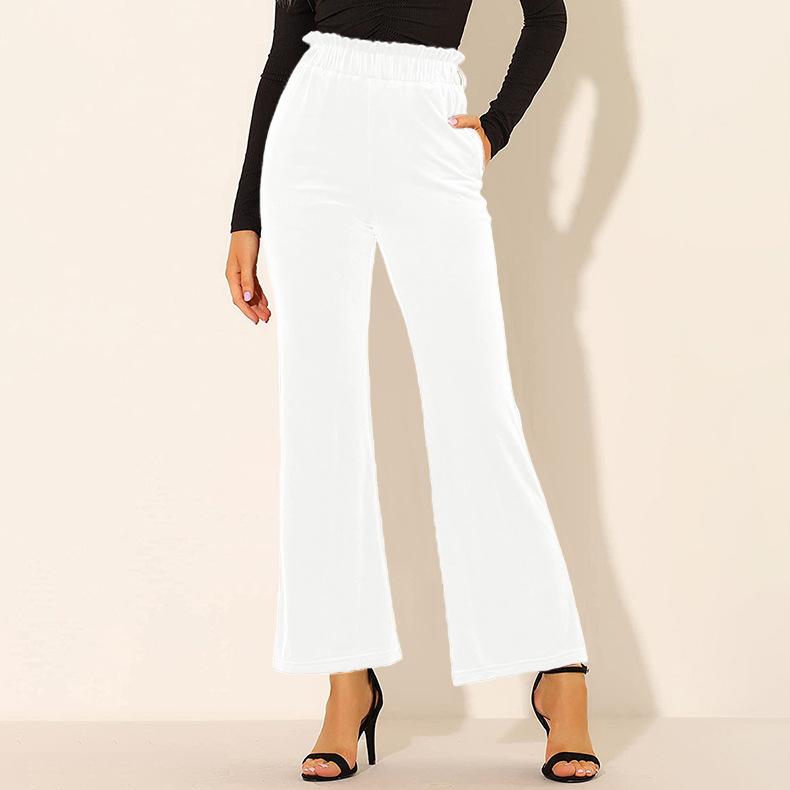 Women Pants Solid Color Wide-leg Casual 