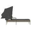 Vidaxl Sun Lounger with Canopy, Grey, Poly Rattan