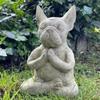 Creative Design Yoga Pose Meditation Dog Resin Statue Ornaments Lovely French Bulldog Figurine Crafts Garden Decor Sculpture