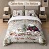 Winter Snow Theme Custom Text Or Name 3Pcs Bedding Set 1 Flat Sheet & 2 Pillowcases Personalized Home Bedding