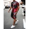 Funny 3D Cat Print Men's Sets Summer Casual O-neck Short Sleeve Tops Shorts 2 Piece Fashion Lion Pattern Suit T-Shirts Outfit
