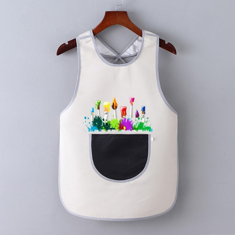 

Waterproof No Sleeveless Painting Apron Easy Clean Kitchen Apron Reverse Dressing Art Bibs M