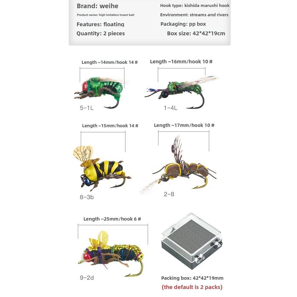 Hook Included Artificial Fly Fishing Lure Floating Feature Lifelike Flies Bait Bass Fishing