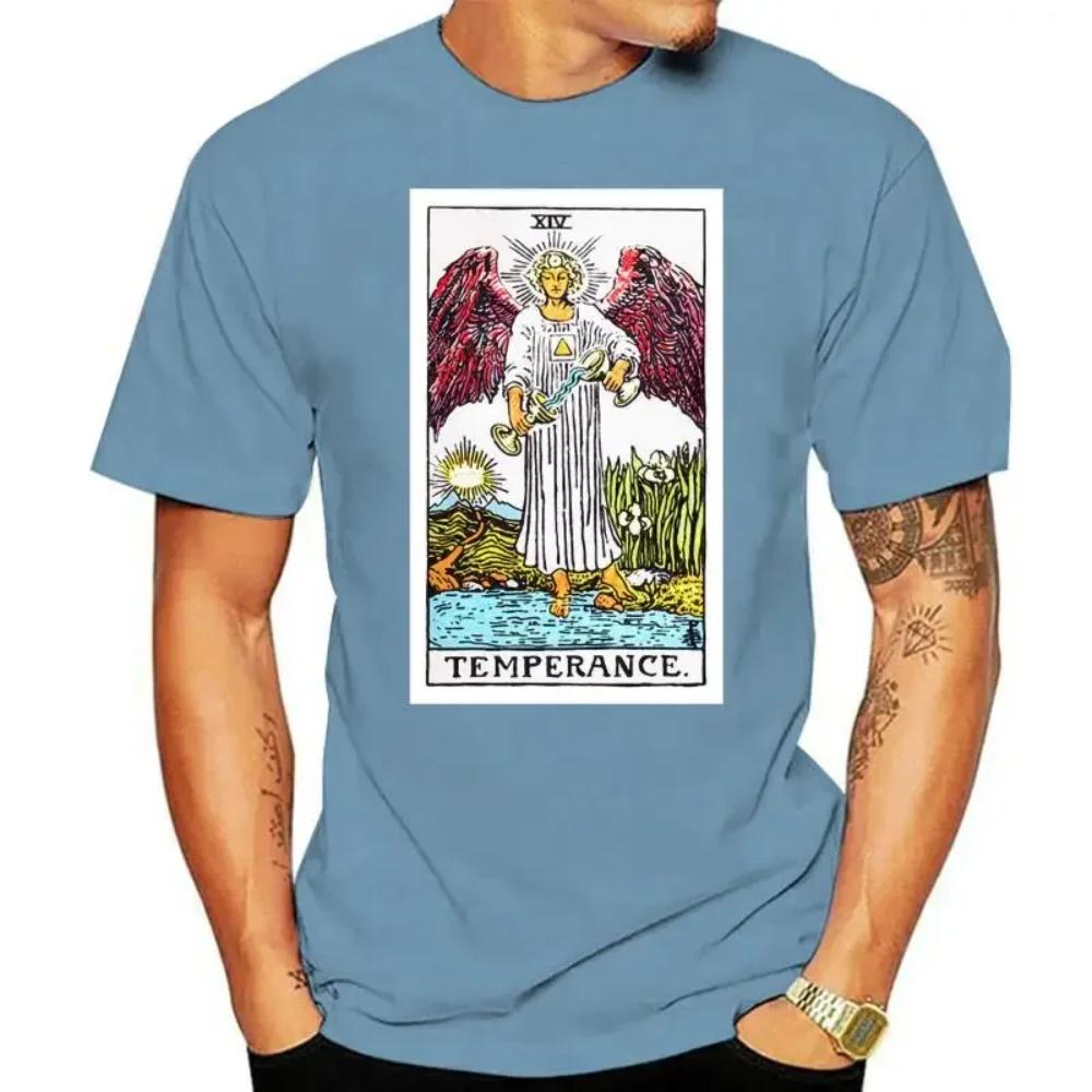 Temperance Tarot Card Art Logo men's (woman's available) t shirt black Cool Casual pride t shirt men Unisex Fashion tshirt