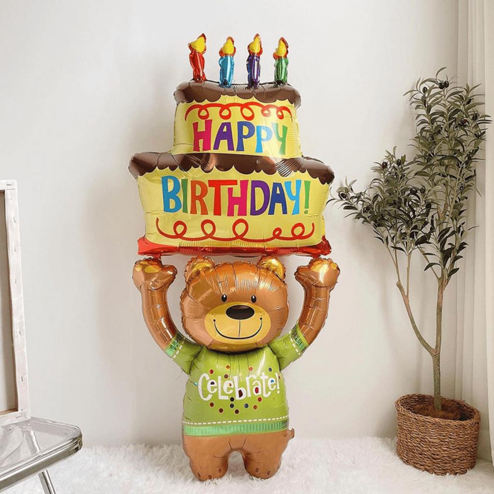 

49-дюймовий негабаритний торт, що піднімає ведмідь, повітряна куля з алюмінієвої плівки, повітряна куля для прикраси дня народження жовтий