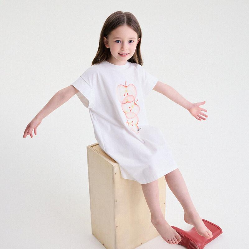 Yunerma Girls  Summer Cartoon Short Sleeve T-Shirt Dress 140