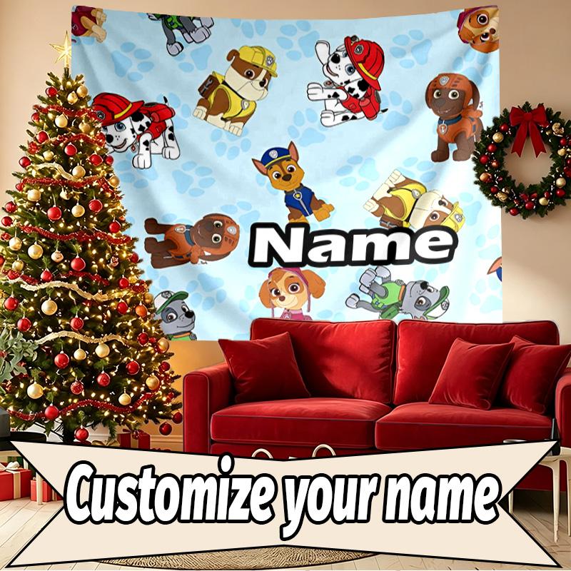 Custom Name Personalized PAW Patrol Print Tapestry, Wall Art Decor, Bedroom, Dorm, Apartment, LivingRoom, Party Backdrop, Gift for Birthday