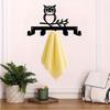 Retro Owl Key Hanger, Rustic Metal Wall Art with 5 Hooks, Hand Forged Iron Decor