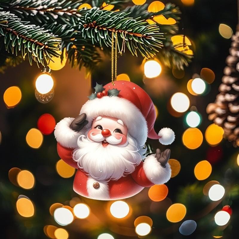 Car Cartoon Acrylic Ornament With Santa Claus Design For Decoration Vehicle