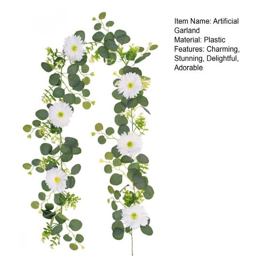 Artificial Eucalyptus Garland with Flowers Faux Floral Greenery Garland for Wedding Table Centerpiece Party Ceremony