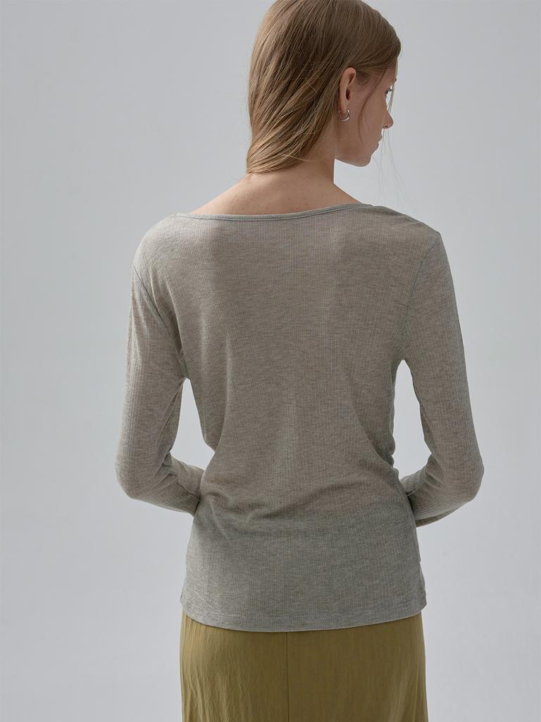 MOAT Henley Neck Double T-Shirt (Greige)