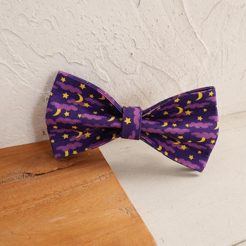 MUTTCO Purple Moonlit Night Teddy Pet Bow Tie Collar (UBT-222) XS (10*6cm)