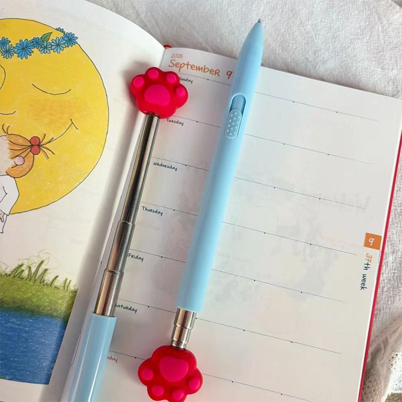 Cartoon Cat Paw Retractable Finger Reading Stick Telescoping Teacher Hand Pointer Creative Ballpoint Pen Student Stationery