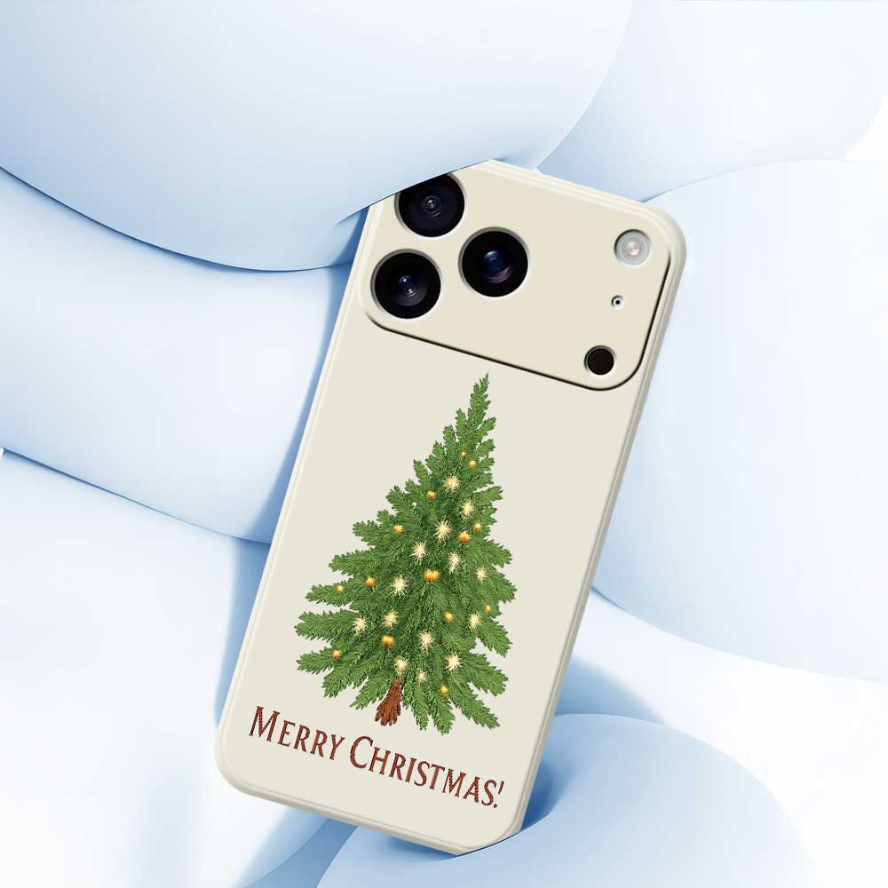 For iPhone 17 Pro Max Case Christmas Tree Pattern Printing Straight Edge TPU Phone Back Cover
