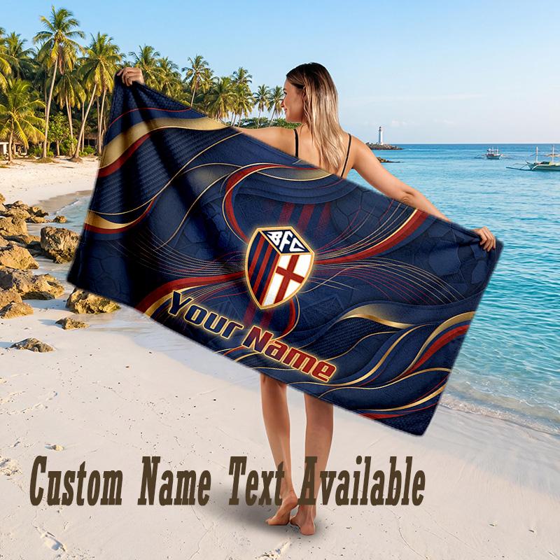 Bologna FC Design Beach Towel Custom Text Large Towel for Beach Vacation