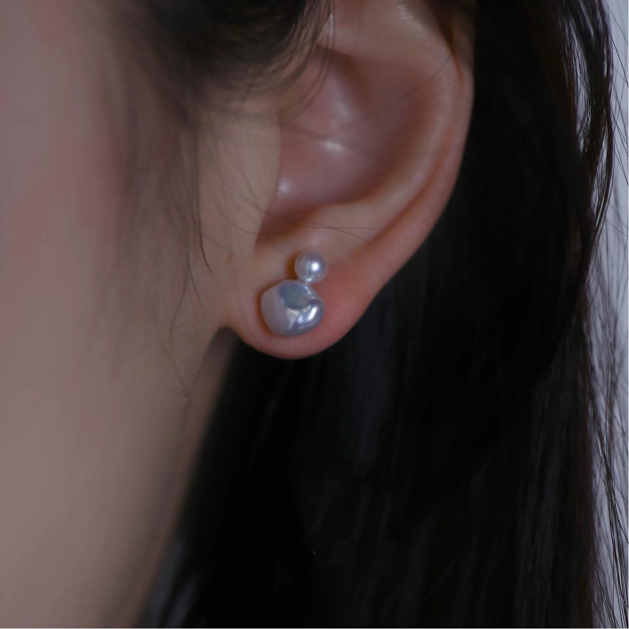 Commuter Versatile keshi Handmade Stunning Silver Colorful Freshwater Pearl Classic Whole Body 925 Silver Stud Earrings one sizc