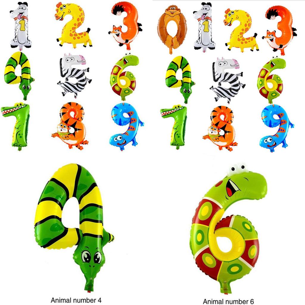 Premium Self Inflating 16 Inch Foil Number Balloon Happy Birthday Large Animal Design