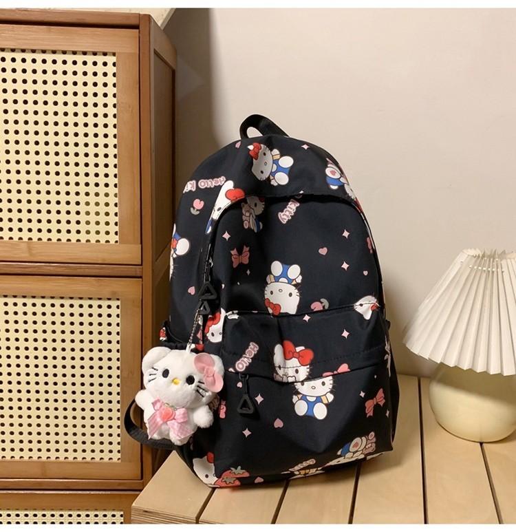 

Trendy Black And White Cartoon School Backpack For Middle And High School Students