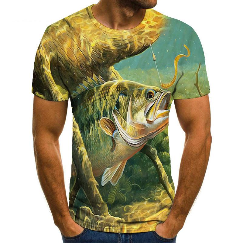 Funny Fishing 3D Print T-Shirts Men Women Short Sleeve T Shirt Hip Hop Streetwear Oversized Harajuku Y2k Tops Tees Kids Clothing