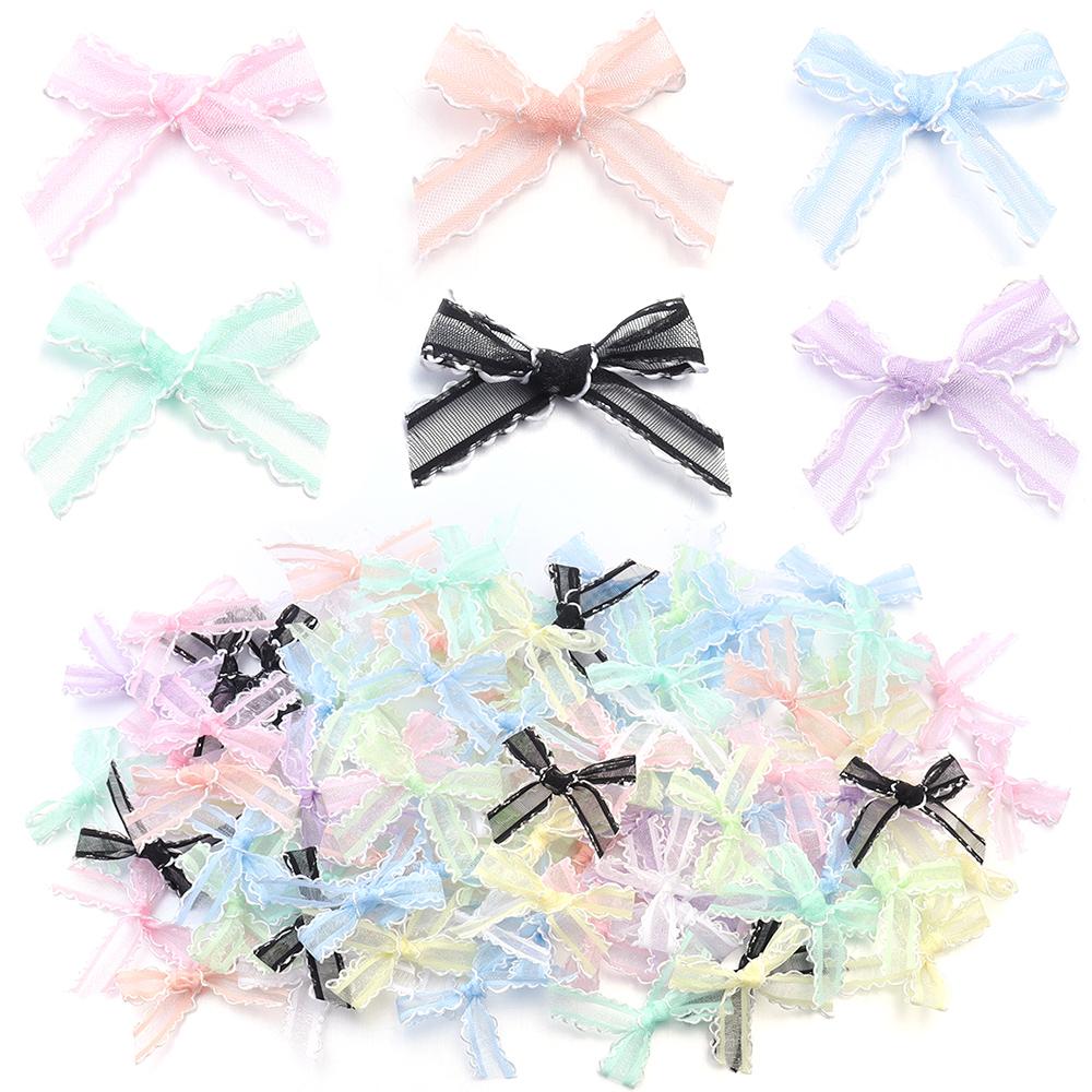 20pcs 3.5x4cm Gauze Satin Ribbon Bows Colorful Small Size Bowknots For DIY Wedding Party Headwear Gifts Packaging Decoration