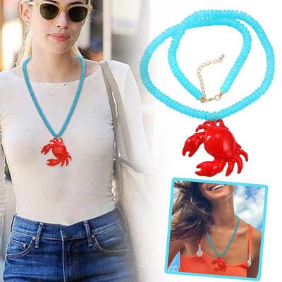 1pcs Women's Pool Accessories Necklace Beach Necklace Ocean Style Red Crab Hip Hop Necklace Pendant EU And US Party Accessories