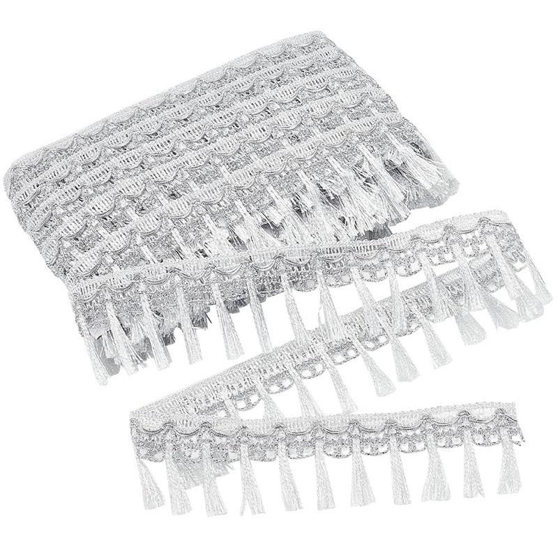 5 Yards Gold Silver Fringe Tassel Trim  Polyester Fibre Fringe Lace Trim Ribbon Crafting Lace Sewing Trim for Curtain Clothes Ho