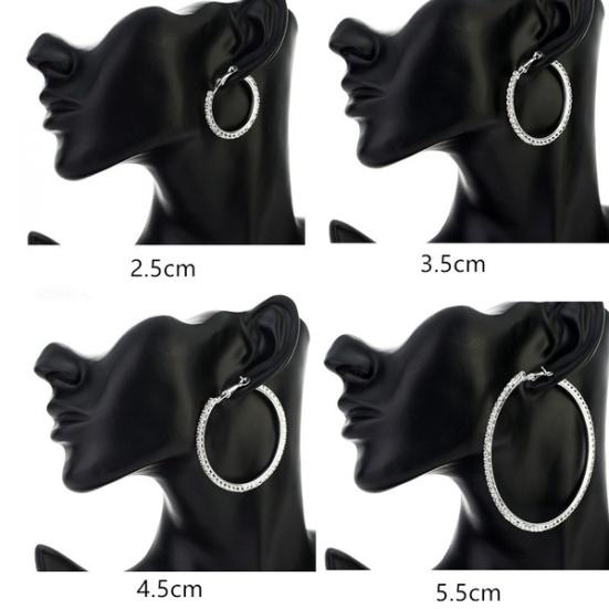 Elegant Big Circle Round Hoop Earrings Women Rhinestone Inlaid Wedding Jewelry
