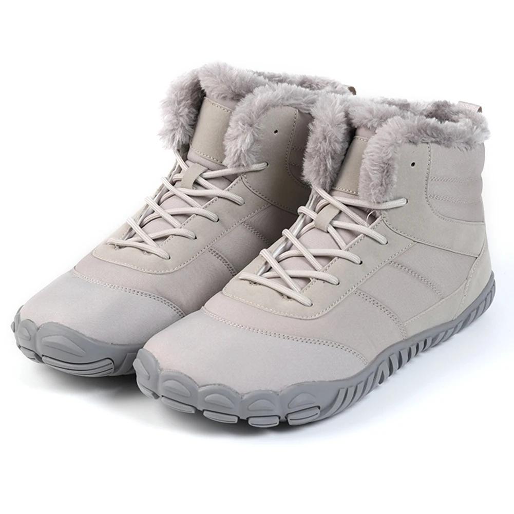 

Winter Snow Boots For Men Women Waterproof Trekking Climbing Sneakers Non-Slip Warm Barefoot Shoes Outdoor Hiking Ankle Boots 36 сірий колір