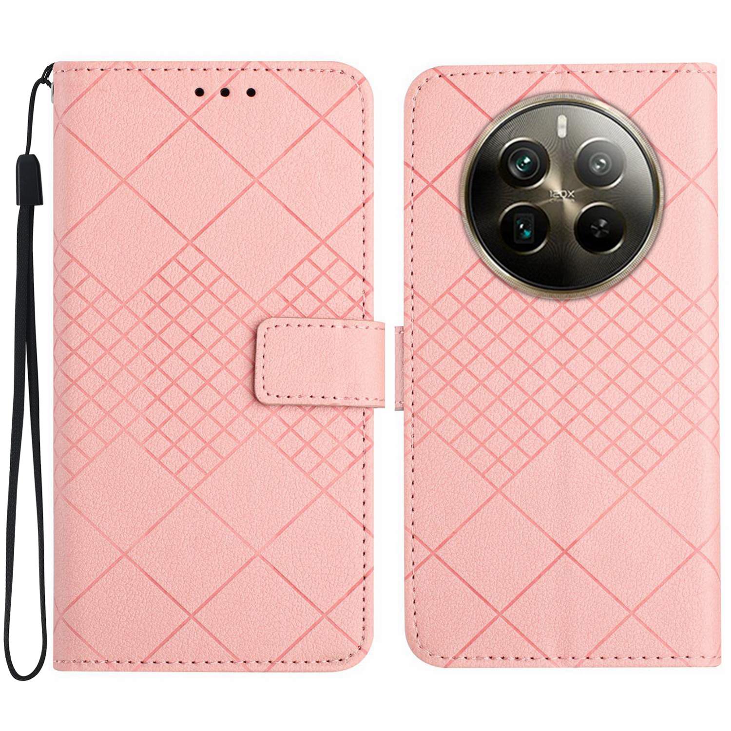 HT06 For Realme 12 4G/12+ 5G Case Rhombus Litchi Texture Wallet Leather Phone Cover F