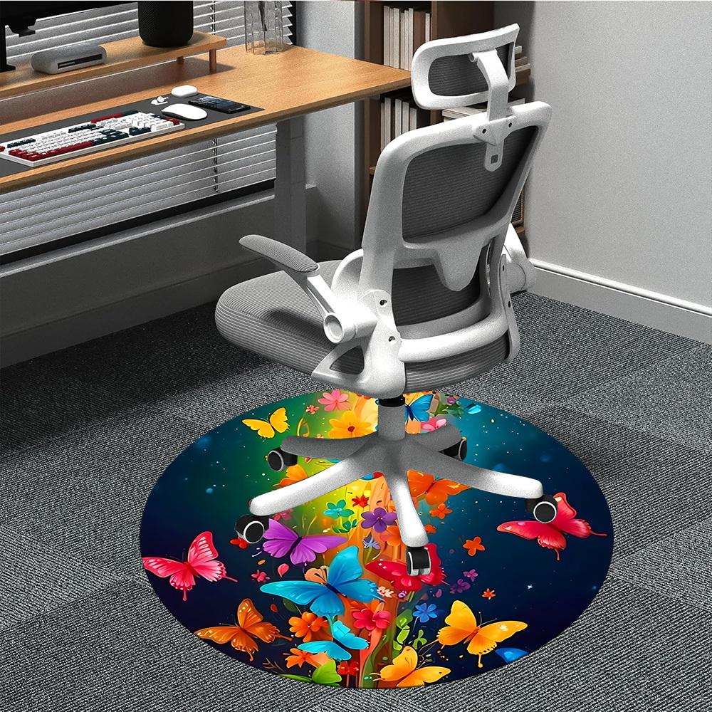 

1pc Colorful Butterfly Garden Chair Carpet for Office, Soft Comfortable Mat For Office, Living Room, Bedroom, Machine Washable Carpet yy251112199 80cm by 80cm