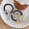 Bowknot Hairpin Gold Color Metal Hollow Barrettes Chic Hair Accessories Back Clip Jewelry Gift Ponytail Hair Rope